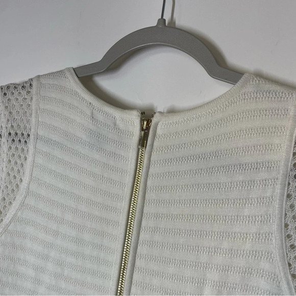 Cache Ivory Knit Crochet Sleeve Dress Size Medium - Picture 8 of 8